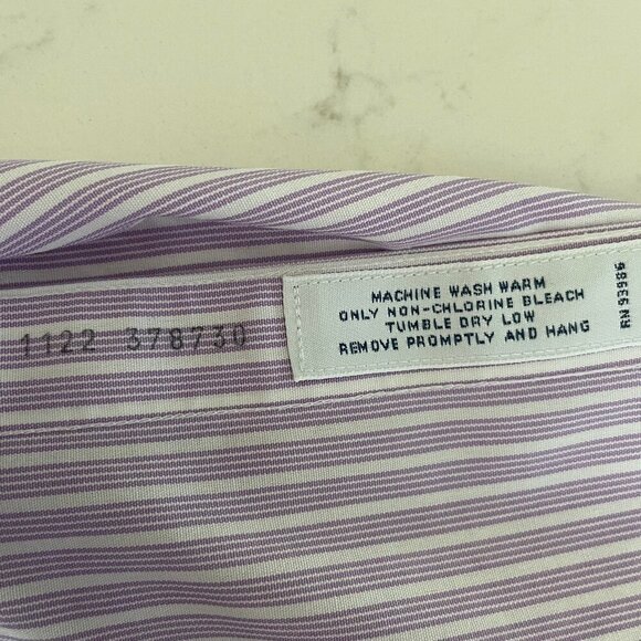 Brooks Brothers Petite Fitted LS Button Down Striped Blouse Purple Wht Sz 4P - Picture 9 of 11